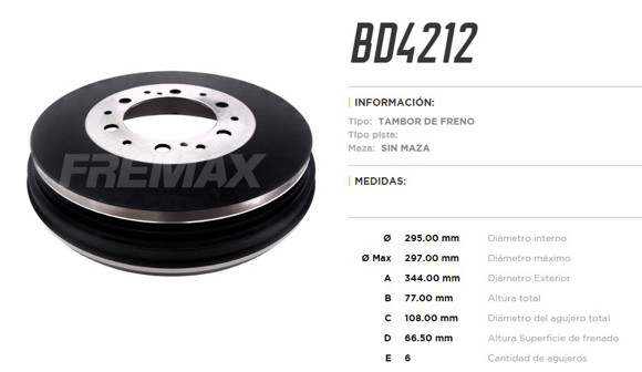 CAMPANA DE FRENO TOYOTA HILUX 2.5/3.0 2005