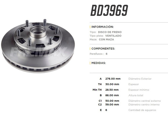 DISCO DE FRENO CHEVROLET S10/BLAZER 1997-1999