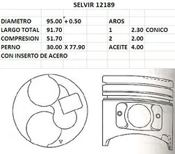 PISTONES 95mm MITSUBISHI 4M40 2.8D 0.50 (S/T)