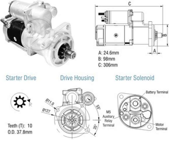 MOTOR ARRANQUE VW 17210/17260/ C/DELCO 24V 10D