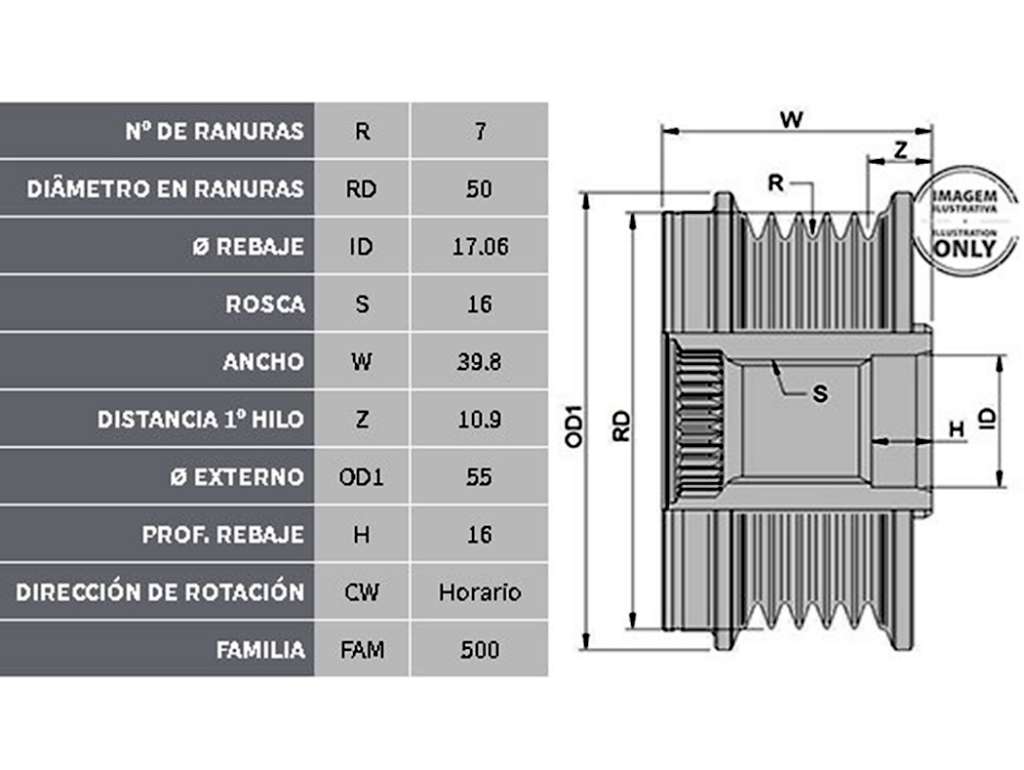 POLEA ALTERNADOR MB ML400 7PK LIBRE