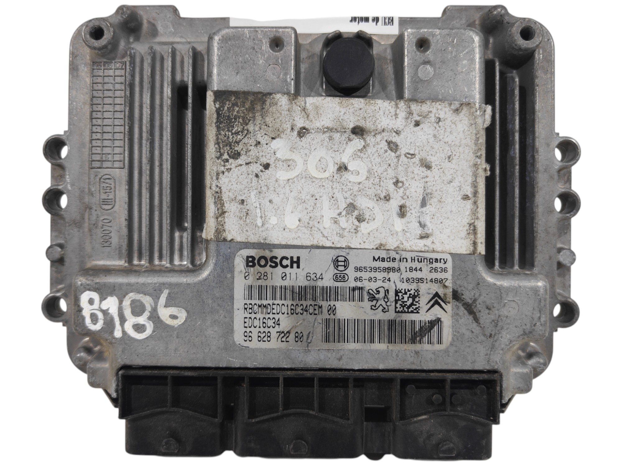 ECU de motor Peugeot 307 1.6 HDI , Ref: 8186-K3A6