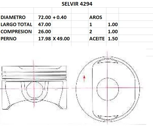 PISTONES  72mm FIAT 1.4 EVO FLEX UNO NOVO-STRA 040