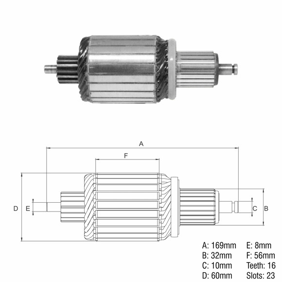 INDUCIDO 24V M-BENZ/RENAULT/VOLVO/IVECO (169X60X16X32)