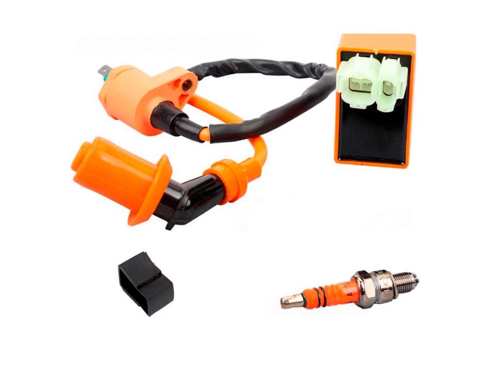 BOBINA ENCENDIDO IGNICION UNIV. CABLE/BUJIA/MODULO MOTO KIT COMPETICION