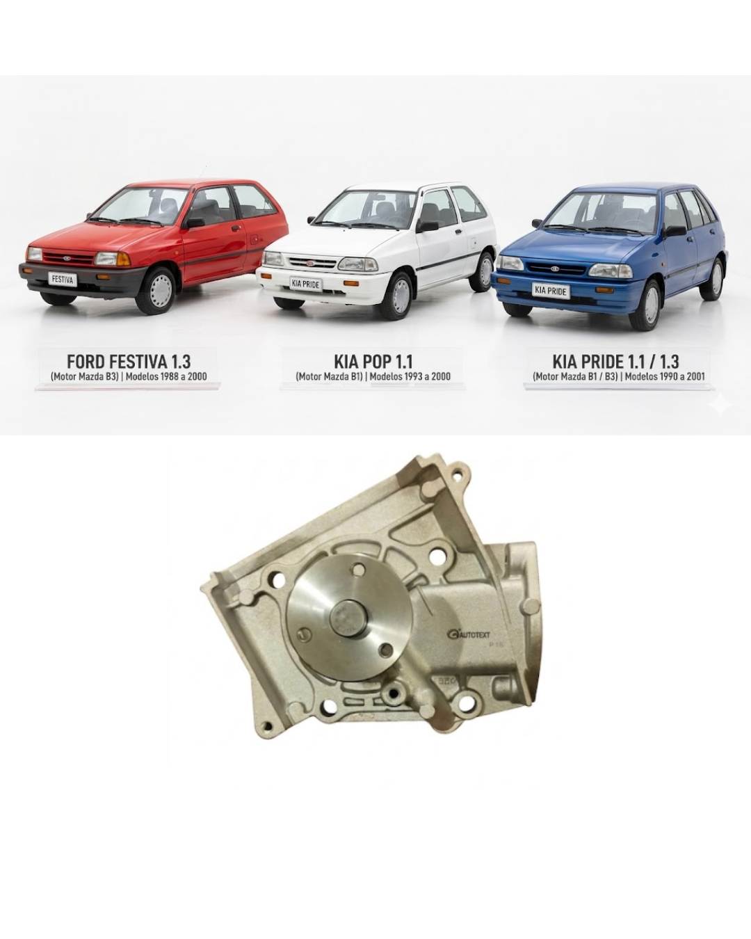 Bomba de Agua G Autoparts – Ford Festiva & Kia Pop / Pride 1.1 – 1.3 (Motores Mazda B3 / B1)