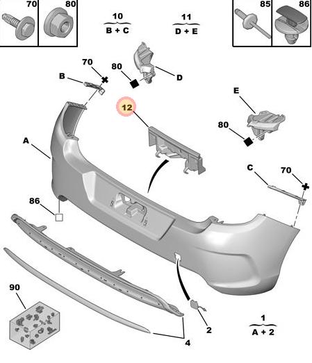 SOPORTE PARAGOLPE TRASERO CITROEN C4 II DESDE 2012 EN ADELANTE CENTRAL [ORIGINAL PSA]