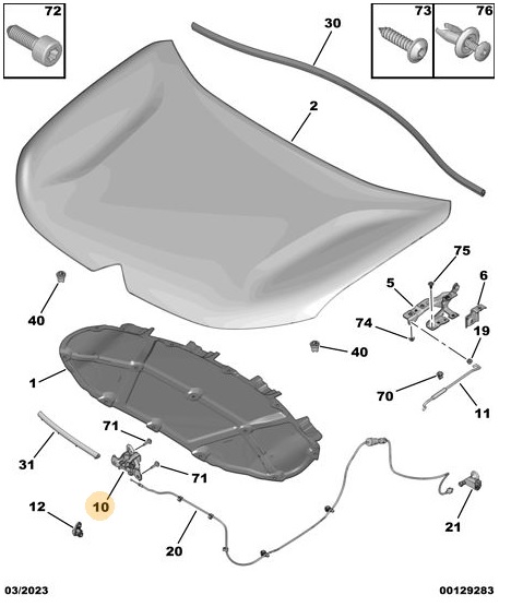 CERRADURA CAPOT CITROEN NEW C3 [ORIGINAL PSA]