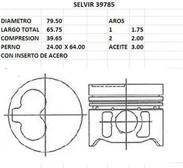 PISTONES 79.50mm VW GOL 1.9D STD EUROSUN