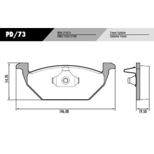 JGO. PASTILLAS FRENO VW SURAN 06...2020 SAVEIRO 2016 FOX BORA 09...VIRTUS 19....146X55X19MM (21974)