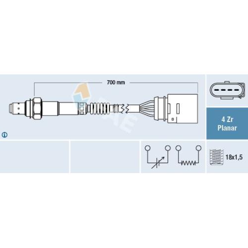 SONDA LAMBDA VW GOLF POLO 700MM 030906262D-E-L SIMILAR A 0258006077-083-133-217-218-223-249-250-422
