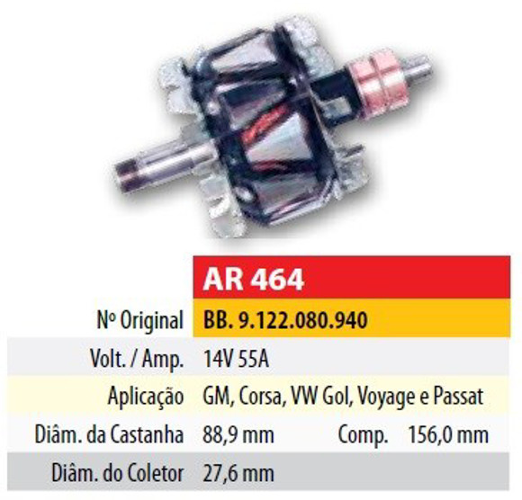 ROTOR 12V 70AMP CHEVROLET CORSA VOLKSWAGEN GOL/PASSAT NAFTA
