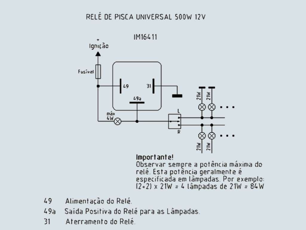 Destellador universal 12V 3 terminales 500W