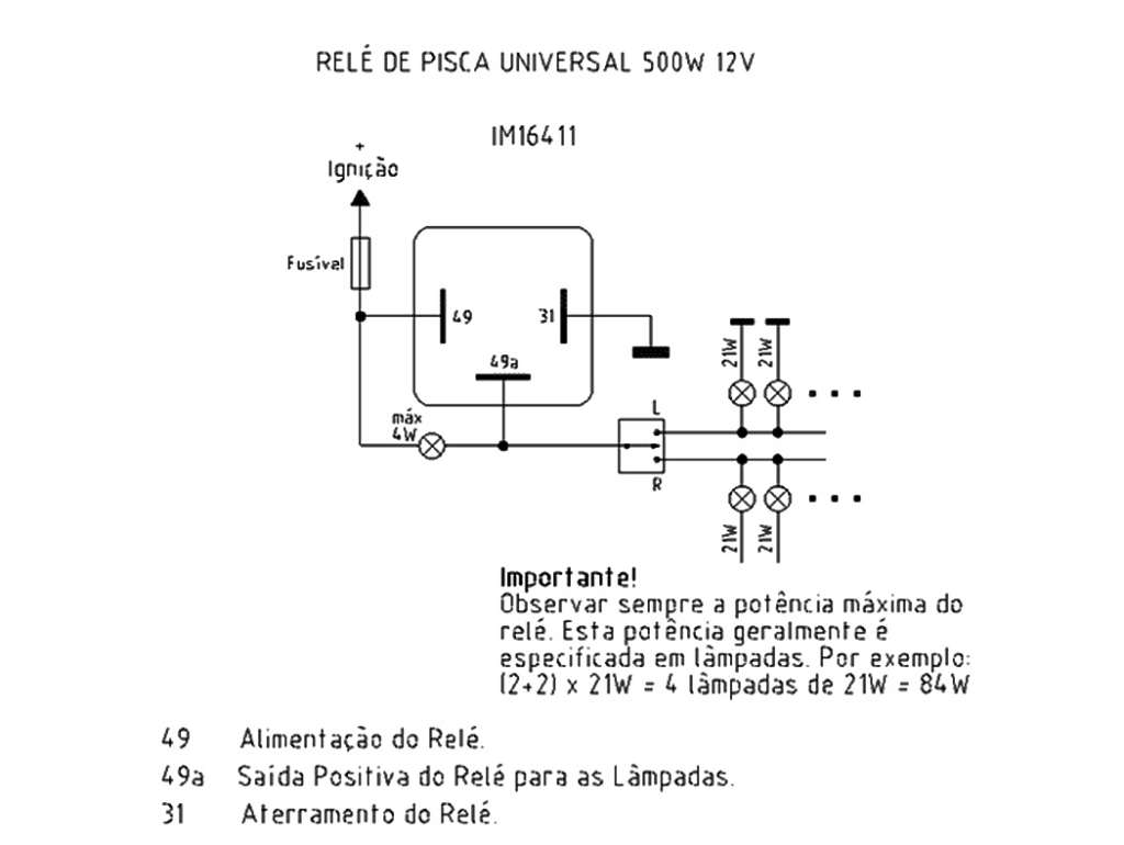 Destellador universal 12V 3 terminales 500W