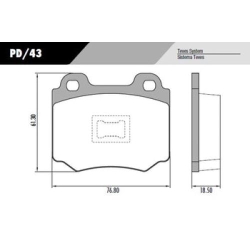 JGO. PASTILLAS FRENO VW GOL PLUS 94...95  77X61X18MM (20323)