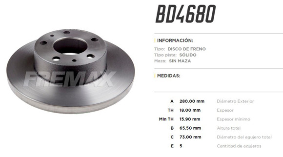 DISCO DE FRENO FIAT DUCATO 2.5/PG BOXER CITROEN JUMPER 1.9D