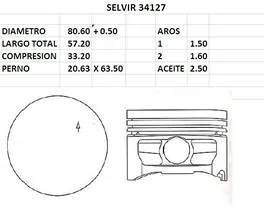 PISTONES 80.60mm FORD ZETEC 0.50