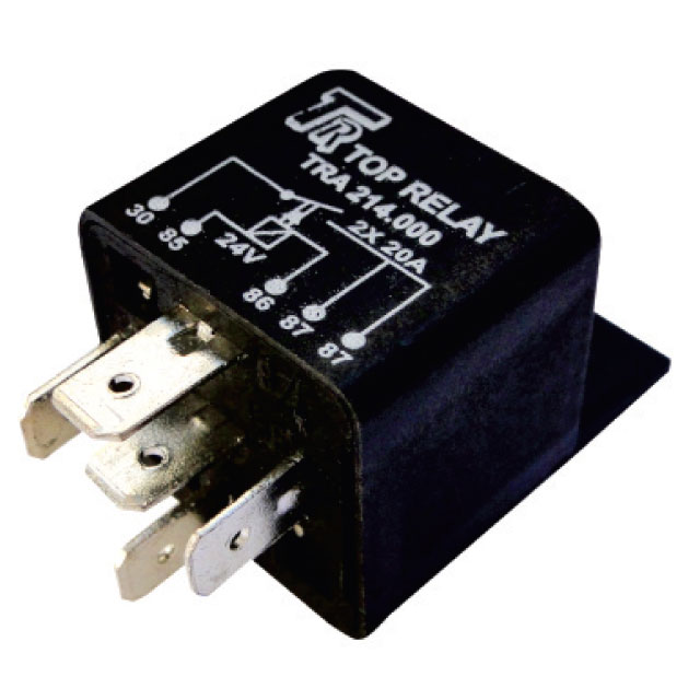 RELAY TRA 214000 UNIV. 24V 40 AMP. 5 TERMINALES