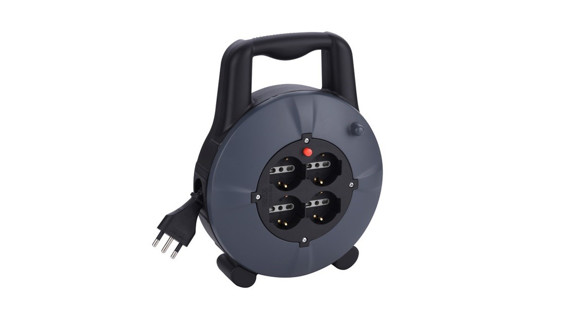 CARRETE DOMESTICO C/FICHA 3 EN LINEA 5MTS 4 TOMAS SCHUKO