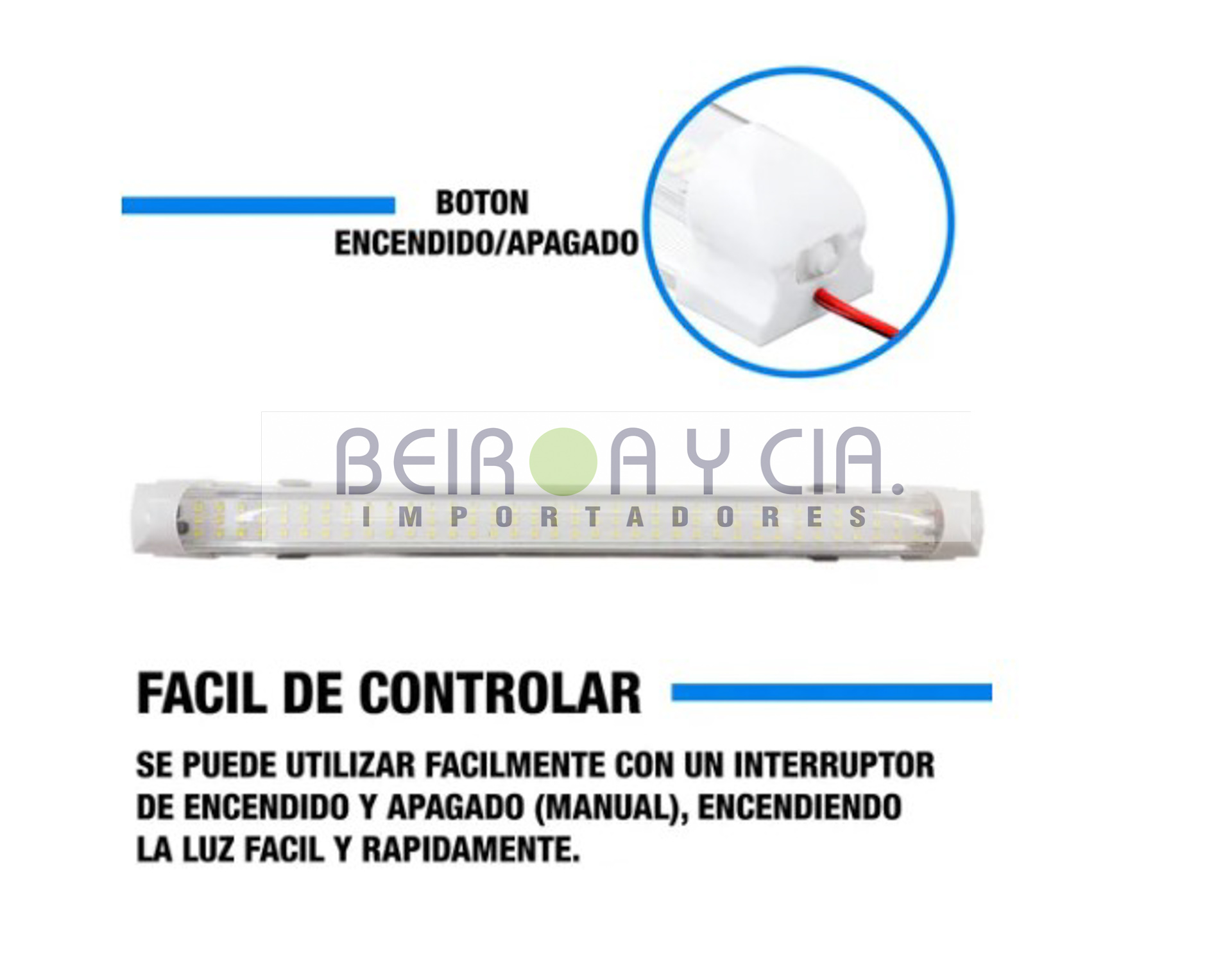 PLAFON XE LED 34CM X 3CM X 3.5 CM 12V/24V C/LLAVE