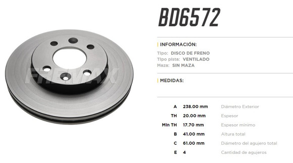 DISCO DE FRENO RENAULT CLIO 2 1998-/MEGANE 1.6I/R19/R21
