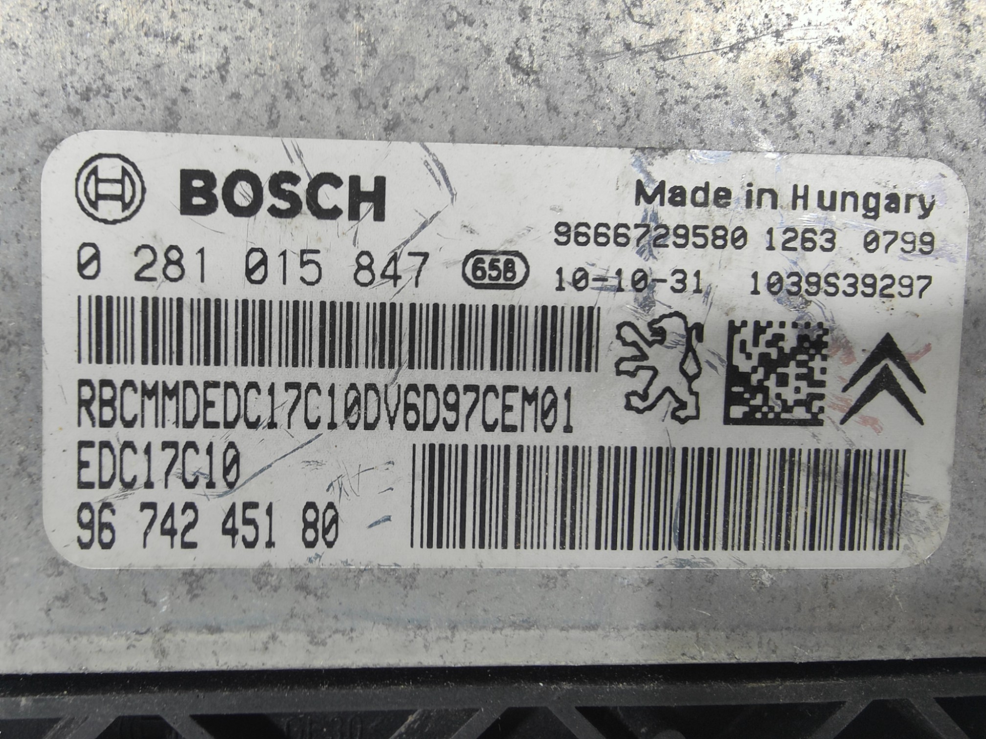 ECU de motor Peugeot 308 SW 1.6 HDI , Ref: 8093-K3B1