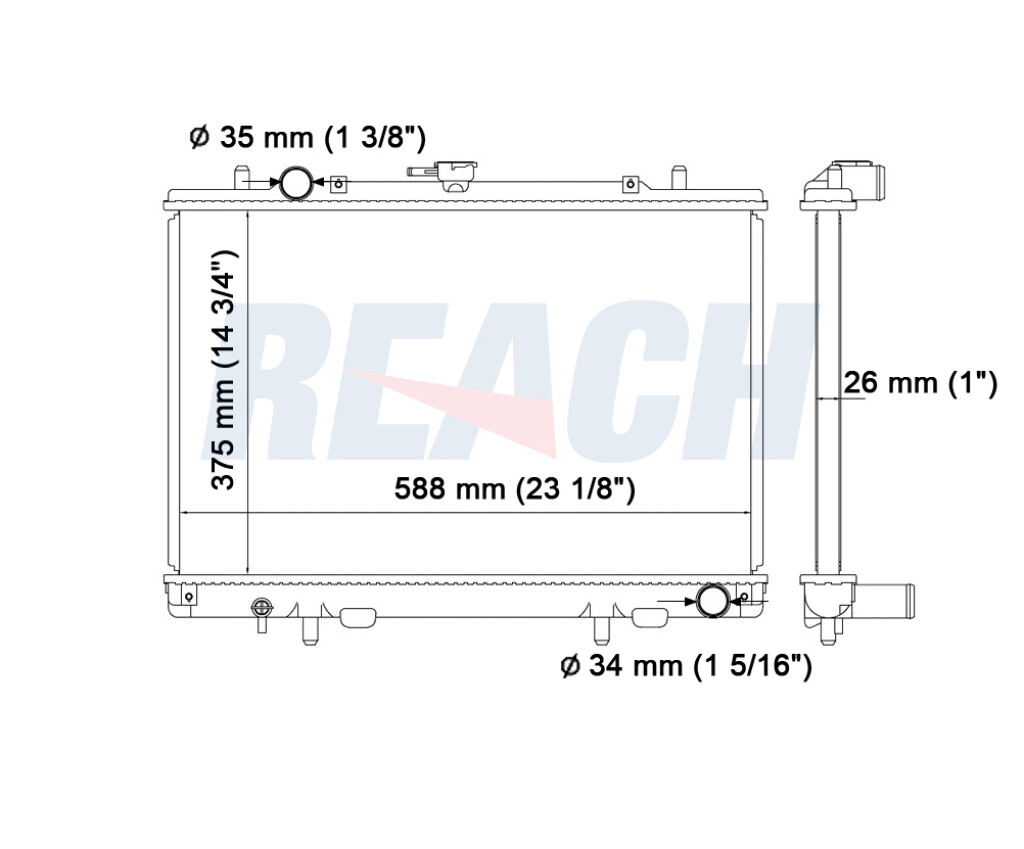 RADIADOR MITSUBISHI L200 MOTOR 4D56 TAILANDESA 59 X 38 TYC