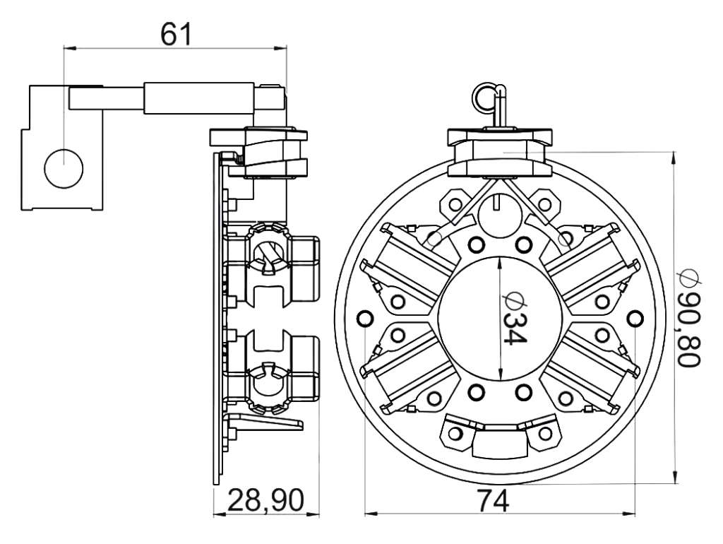 PORTACARBON ARRANQUE BOSCH MB /VO/CASE 12V