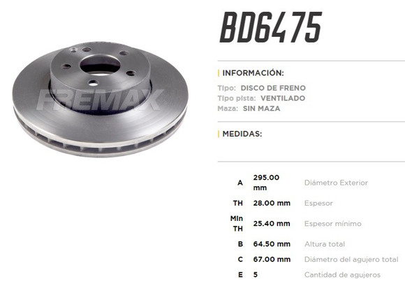 DISCO FRENO M-BENZ CLASE C 07. . . C200/C220/C230C/250/C280