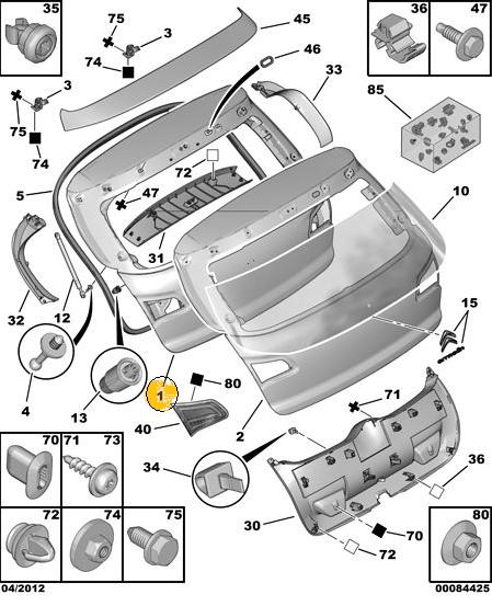 PORTON TRASERO CITROEN C4 II 2012 EN ADELANTE ORIGINAL [ORIGINAL PSA]