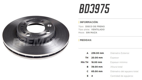 DISCO DE FRENO VW SANTANA 89-/POLO 1.6I/ GOL G3 SAVEIRO 98-