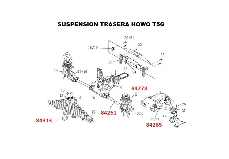 TOPE (SOPORTE) DE GOMA ELASTICO TRA HOWO T5G