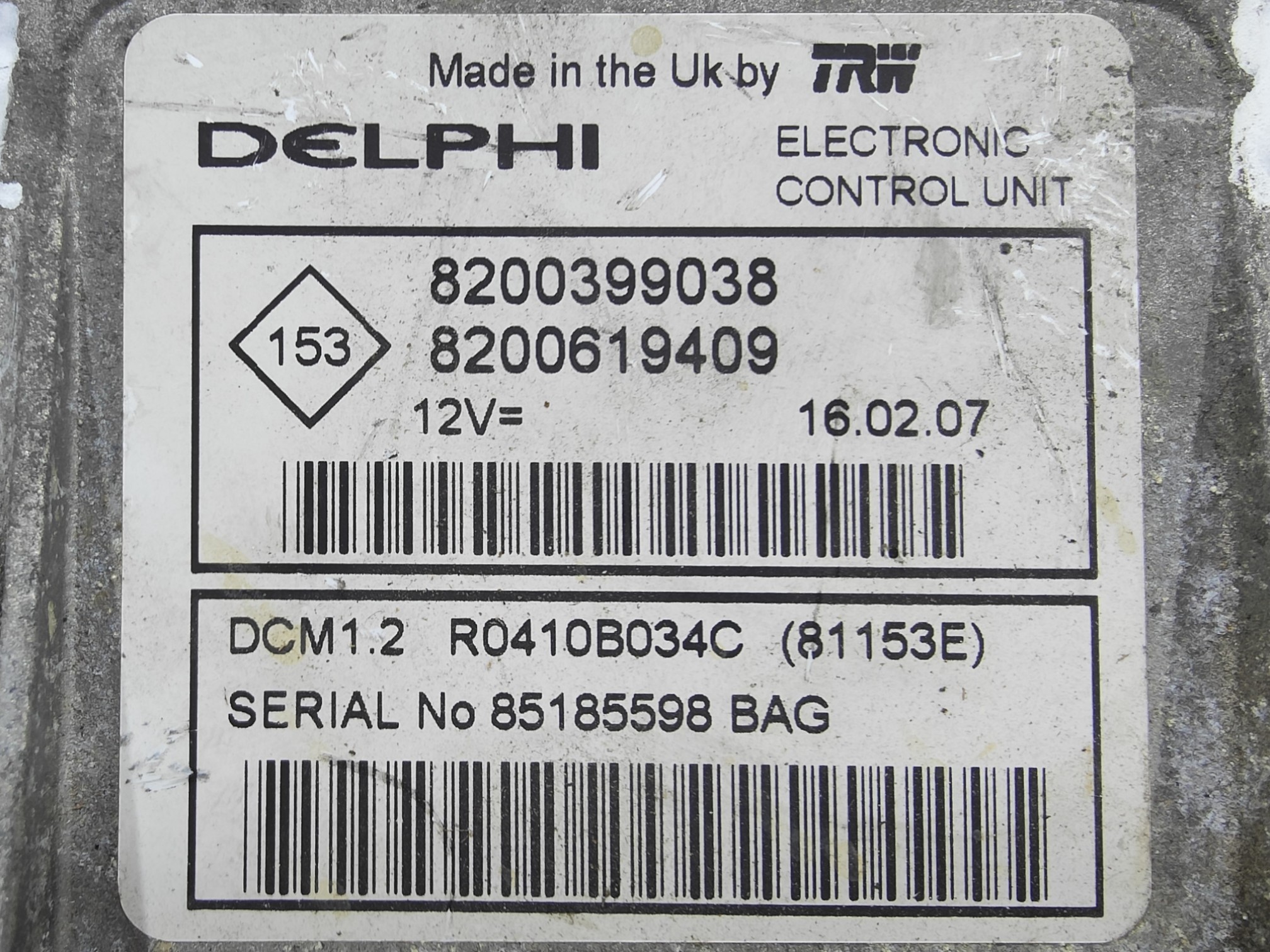 ECU de motor Renault MEGANE 1.9 DCI , Ref: 10981-K3B11