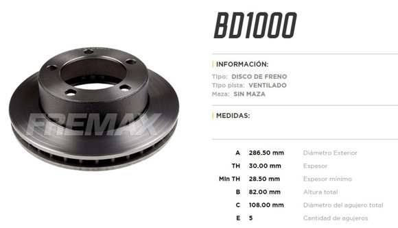 DISCO DE FRENO FORD F1000 1993/1998
