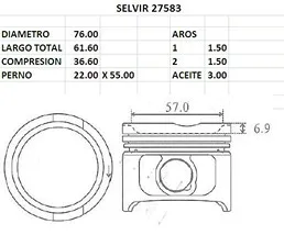 PISTONES  76mm FIAT 1.3 I  STD TIK