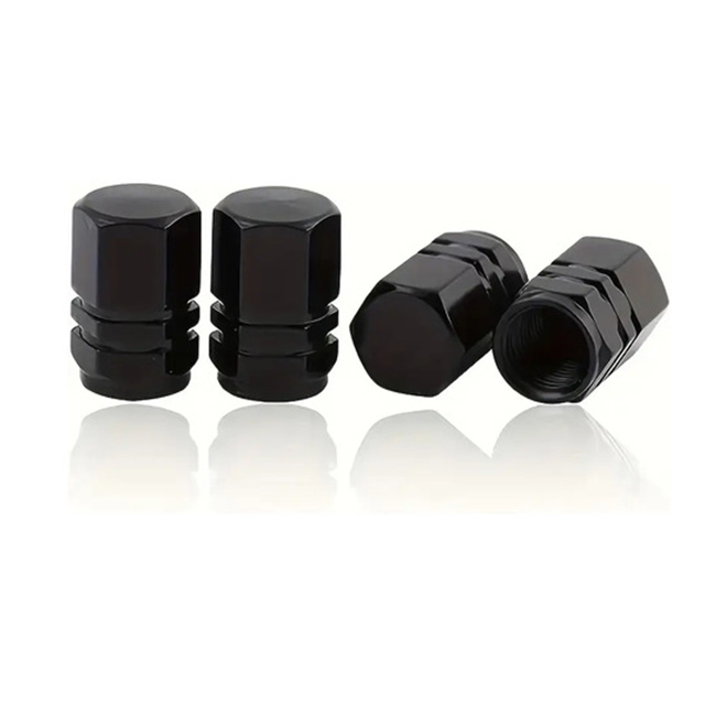 Tapones Tapas Válvula Para Ruedas Aluminio Negro 4 Unidades
