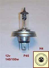 LAMPARA 12V H4 P45 140/100W (TAIWAN)