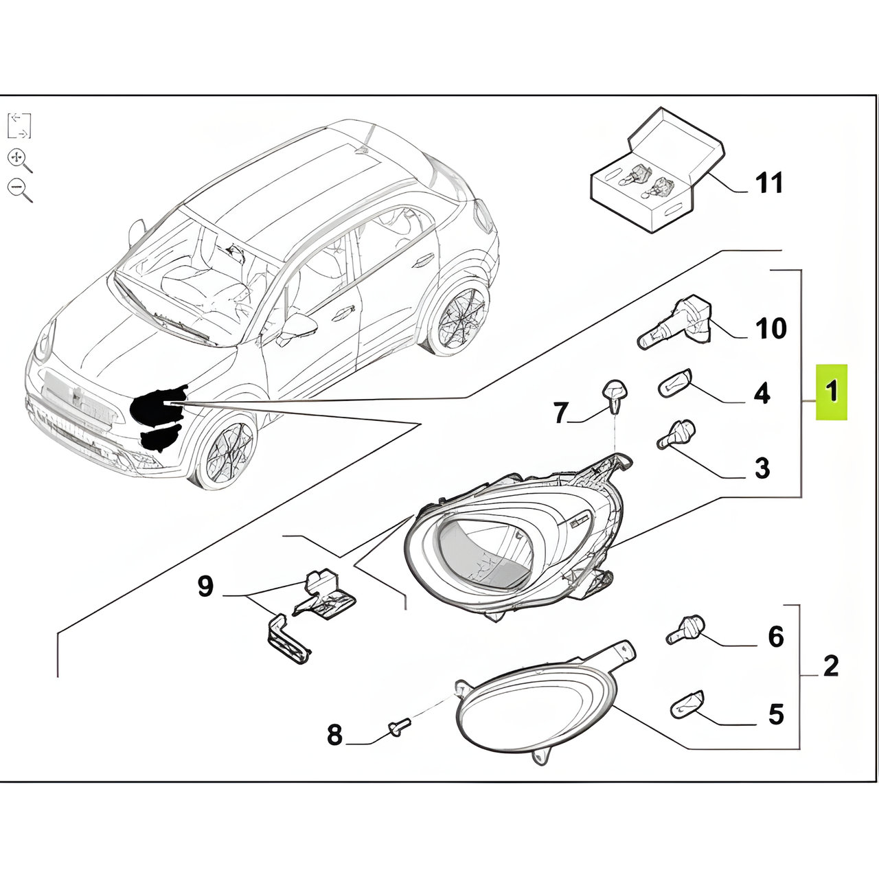 SEMIOPTICA SUPERIOR IZQ. LED C/LUPA (1&ordf; FASE) -ORIGINAL
