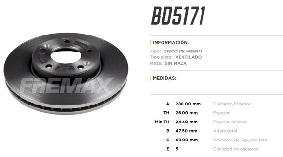 DISCO DE FRENO HYUNDAI TUCSON 2.0/2.4/2.7 2004-2015