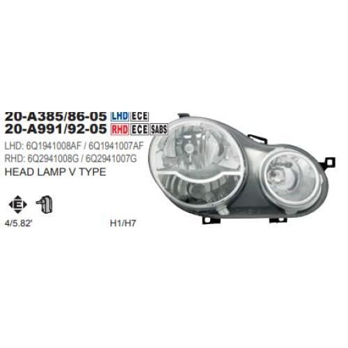 Faro delantero izquierdo para Volkswagen Polo (versión con dos faros redondos juntos)