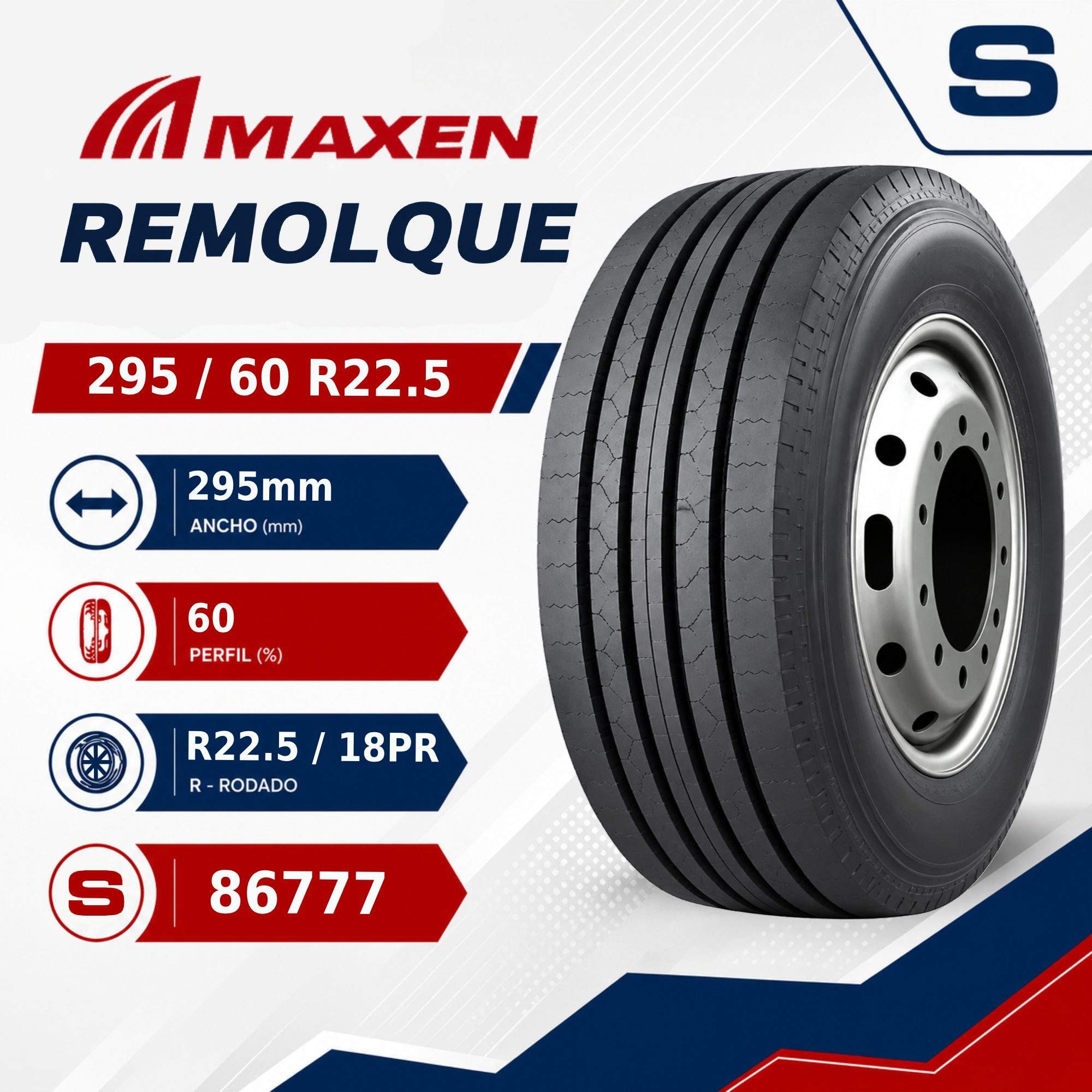 NEUMATICO 295/60 R22.5 18PR REMOLQUE MAXEN S679