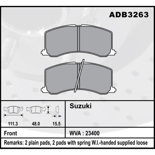 JGO. PASTILLAS FRENO SUZUKI BALENO FORZA SWIFT 95 1.3 111X48X15MM  (23400)