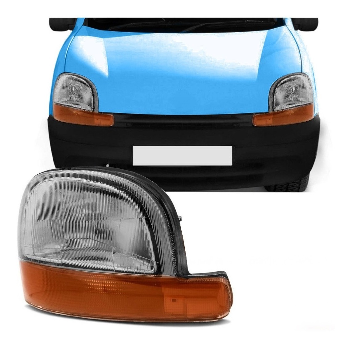 Semi-óptica delantera derecha Renault Kangoo con señalero ámbar