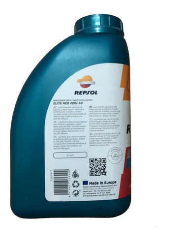 Aceite Repsol 20w-50 Base Sintetica 1 Litro