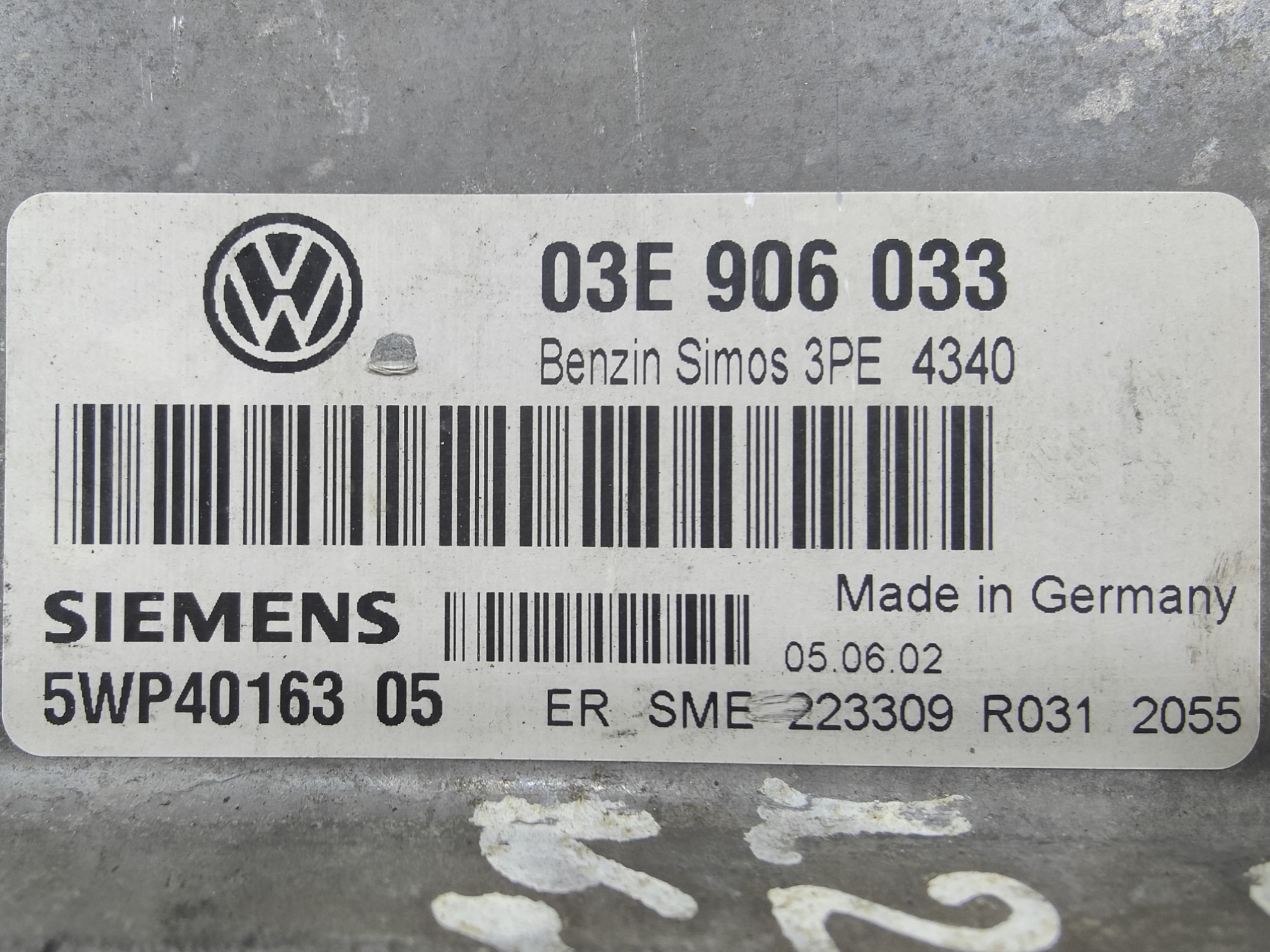 ECU de motor Volkswagen Polo (9N1) 1.2 47 kW / 64 PS 2002, Ref: 8263-K2B12
