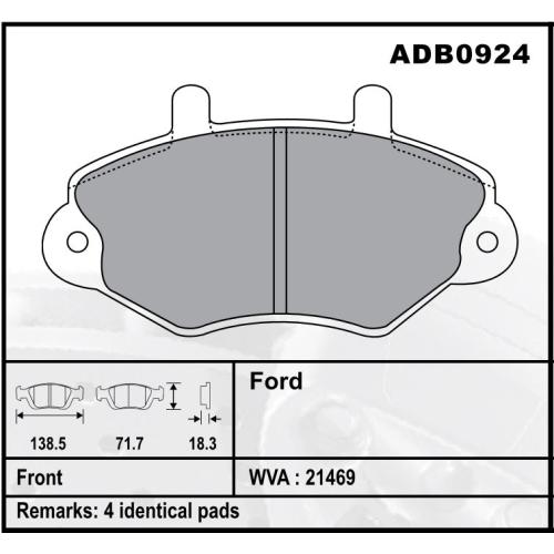 JGO. PASTILLAS FRENO JAC MINI BUS FORD TRANSIT SIST. BENDIX COMLINE 138X72X18MM