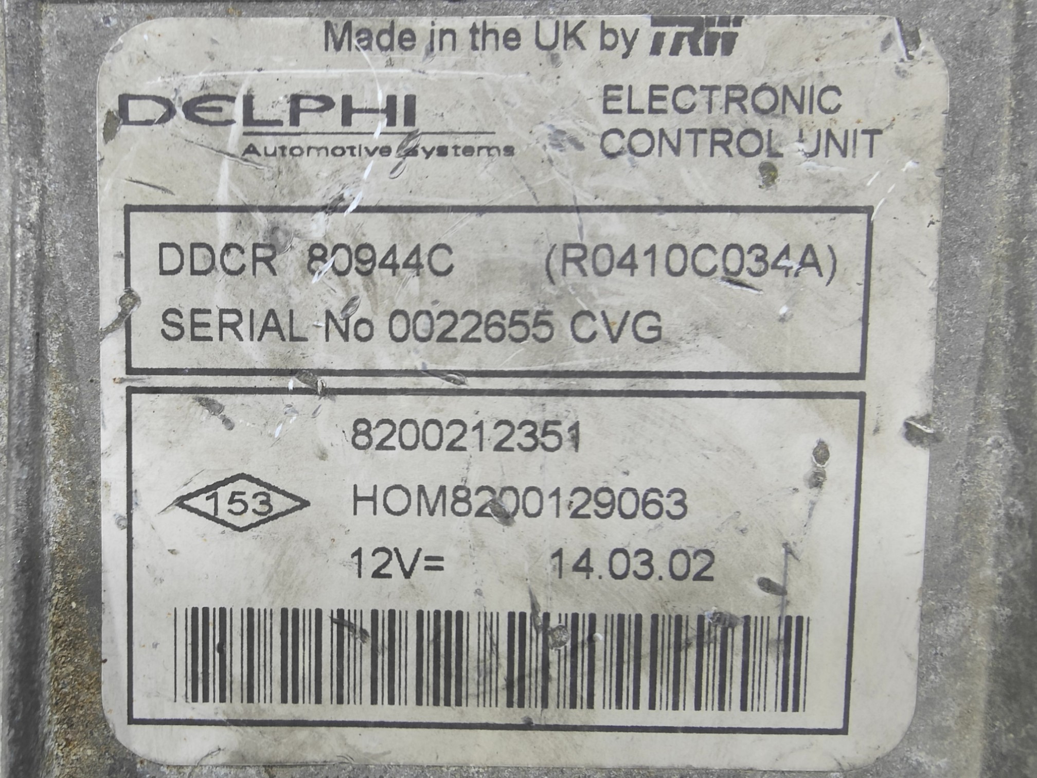ECU de motor Renault CLIO II 1.5 DCI, Ref: 4764-K3B8