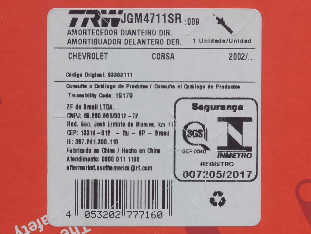 Amortiguador delantero derecho