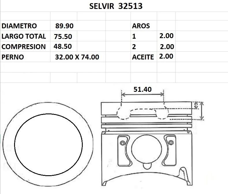 PISTONES 89.90mm FORD RANGER 3.2 TDCI 20V 13 STD