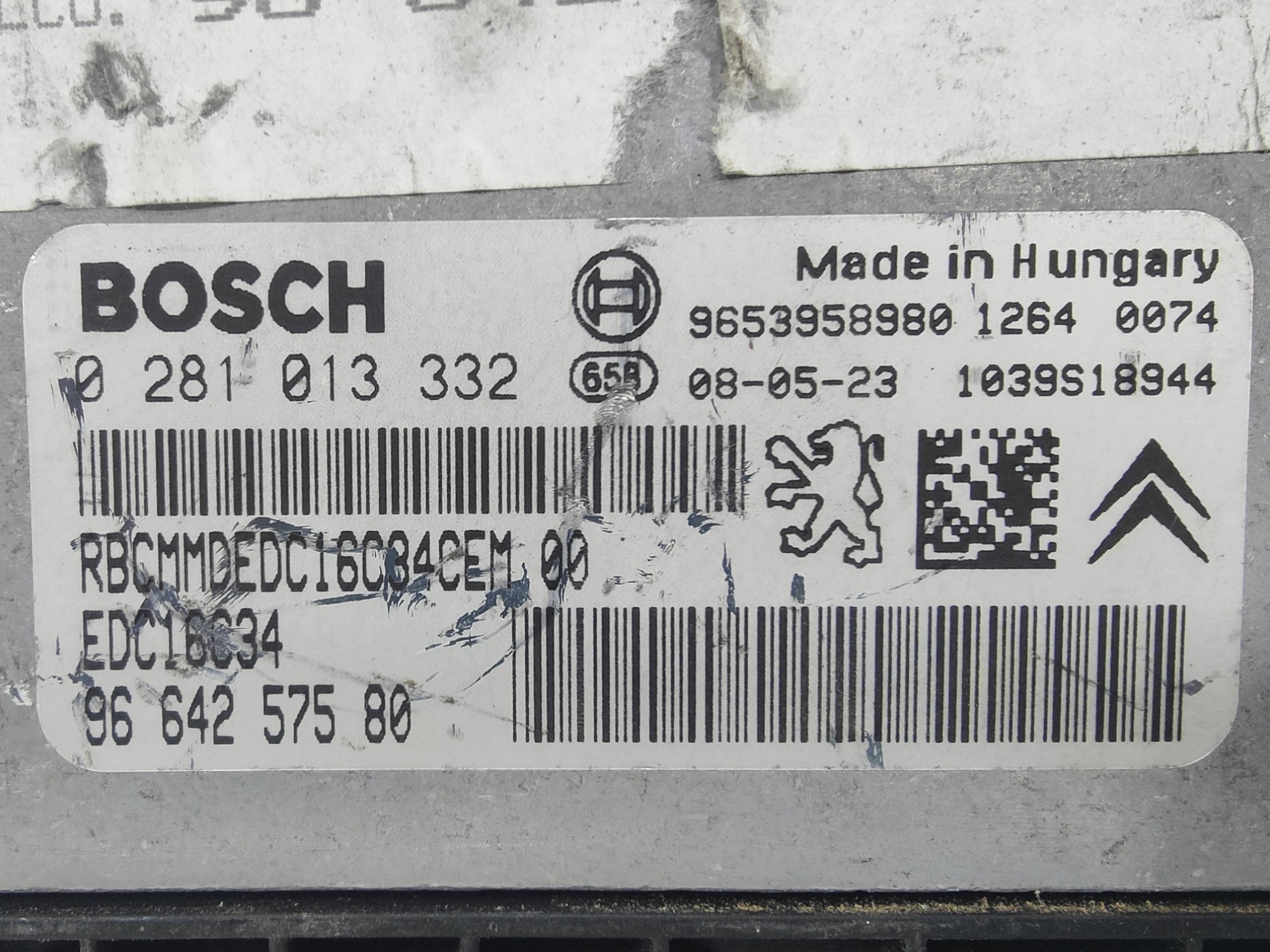 ECU de motor Peugeot Citroen 1.6 HDI 2008, Ref: 10897-K3B6